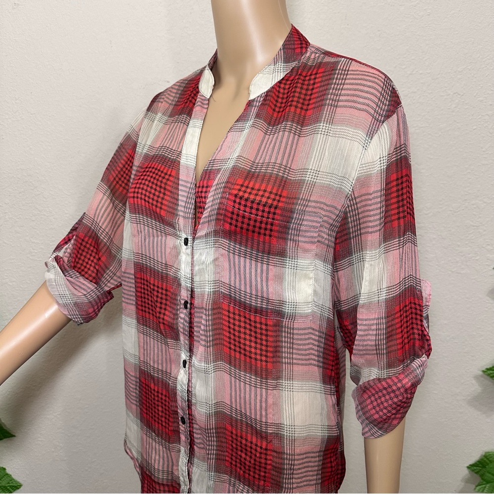 Weavers Plaid Button Down Top - image 7